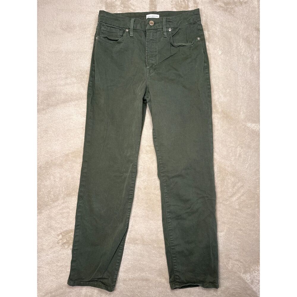 Good American Olive Green Straight-Leg Pants